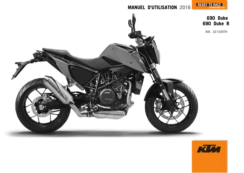 Page 1 de la notice Manuel utilisateur KTM 690 Duke R (2016)