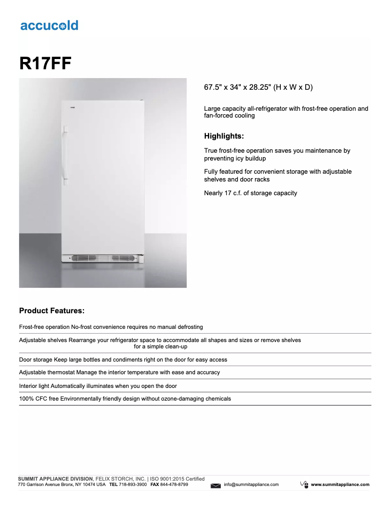 Page n°1 - Fiche technique Summit R17FF