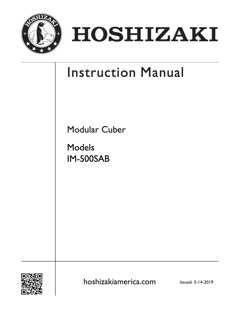 Page 1 de la notice Guide d'installation Hoshizaki IM-500SAA