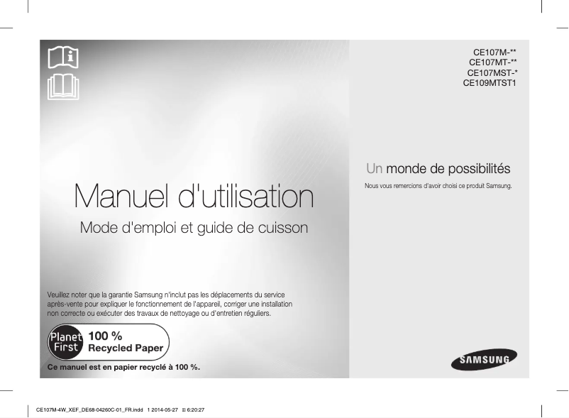 Page 1 de la notice Manuel utilisateur Samsung CE107M-4W