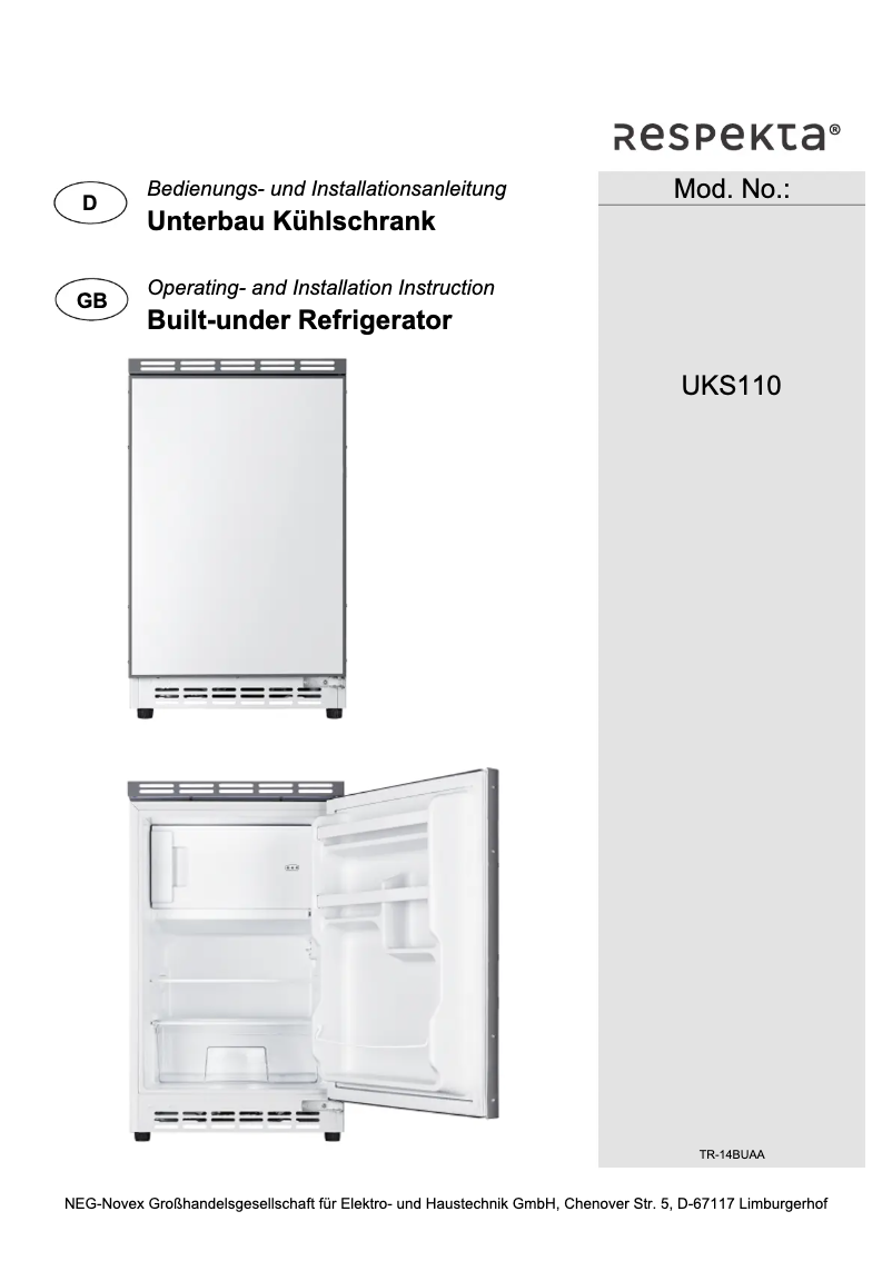 Image de la première page du manuel de l'appareil UKS 110 A+