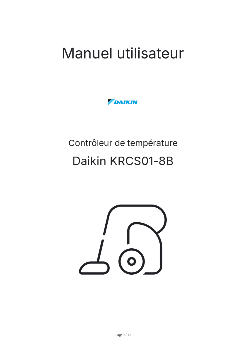 Page n°1 - Manuel utilisateur Daikin KRCS01-8B