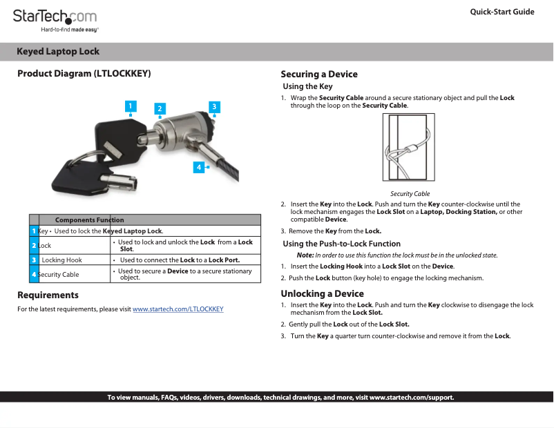 Image de la première page du manuel de l'appareil LTLOCKKEY