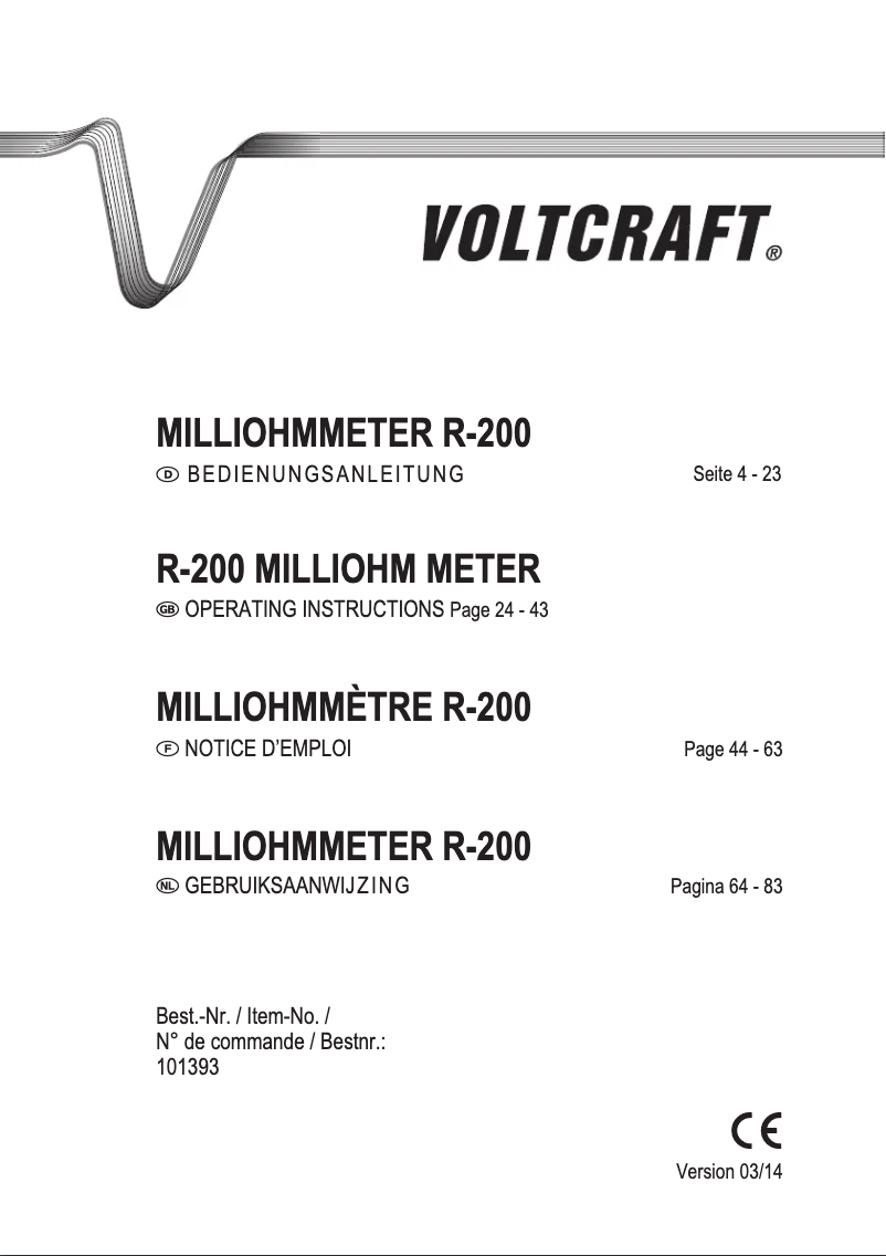 Page 1 de la notice Manuel utilisateur Voltcraft R-200