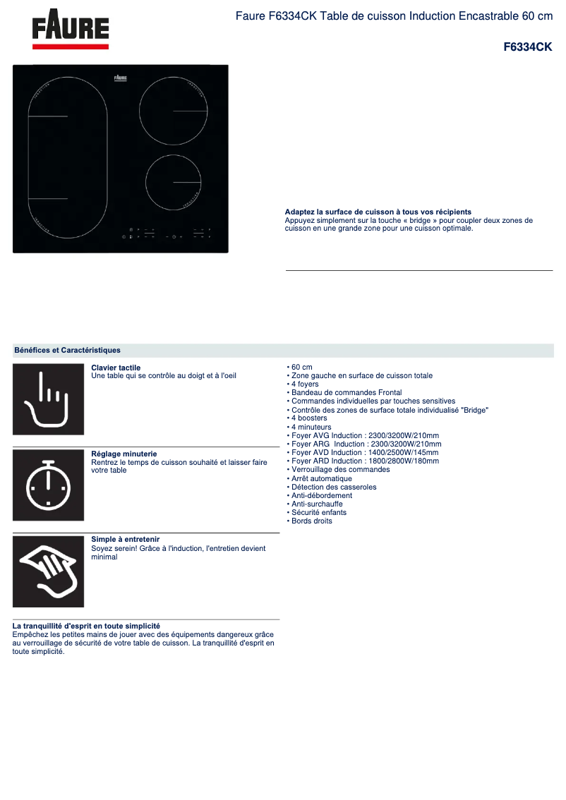 Page n°1 - Fiche technique Faure F6334CK