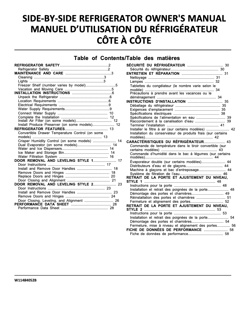Page 1 de la notice Guide d'installation Whirlpool WRS571CIHB