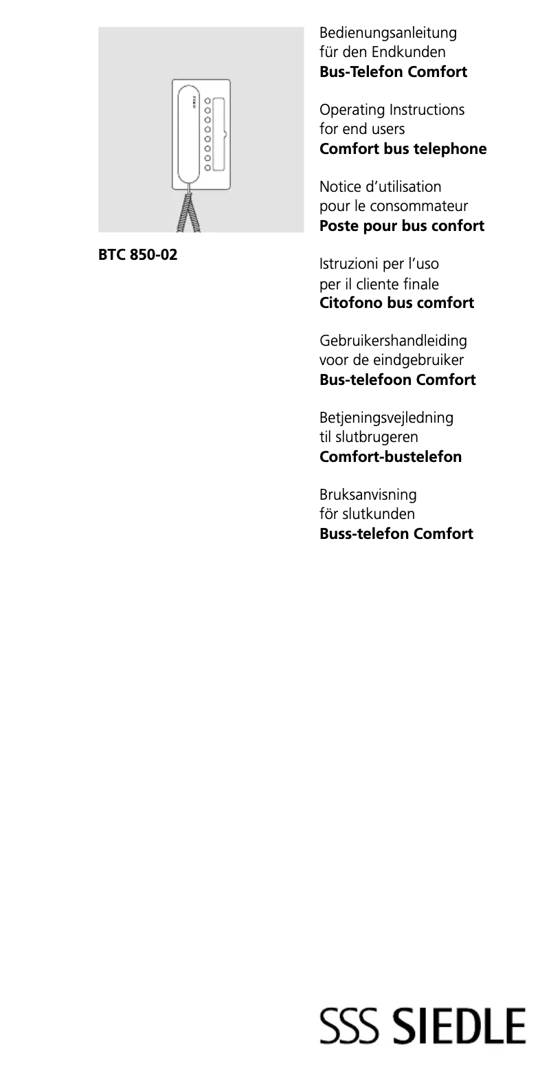 Page n°1 - Manuel utilisateur Siedle BTC 850-02