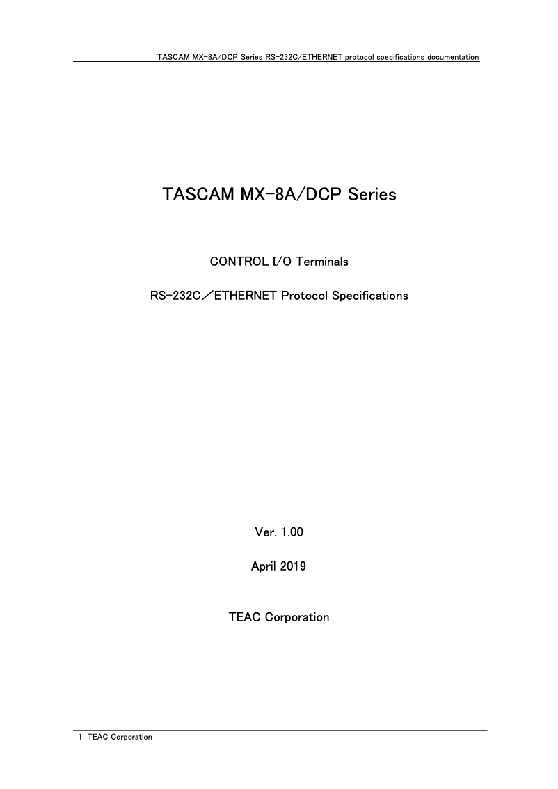 Page 1 de la notice Fiche technique Tascam MM-2D