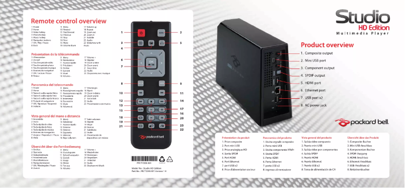 Page n°1 - Manuel utilisateur Packard Bell Studio HD Edition