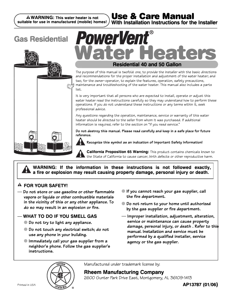 Página 1 del manual Guía de instalación GE SmartWater GP40T6PF00