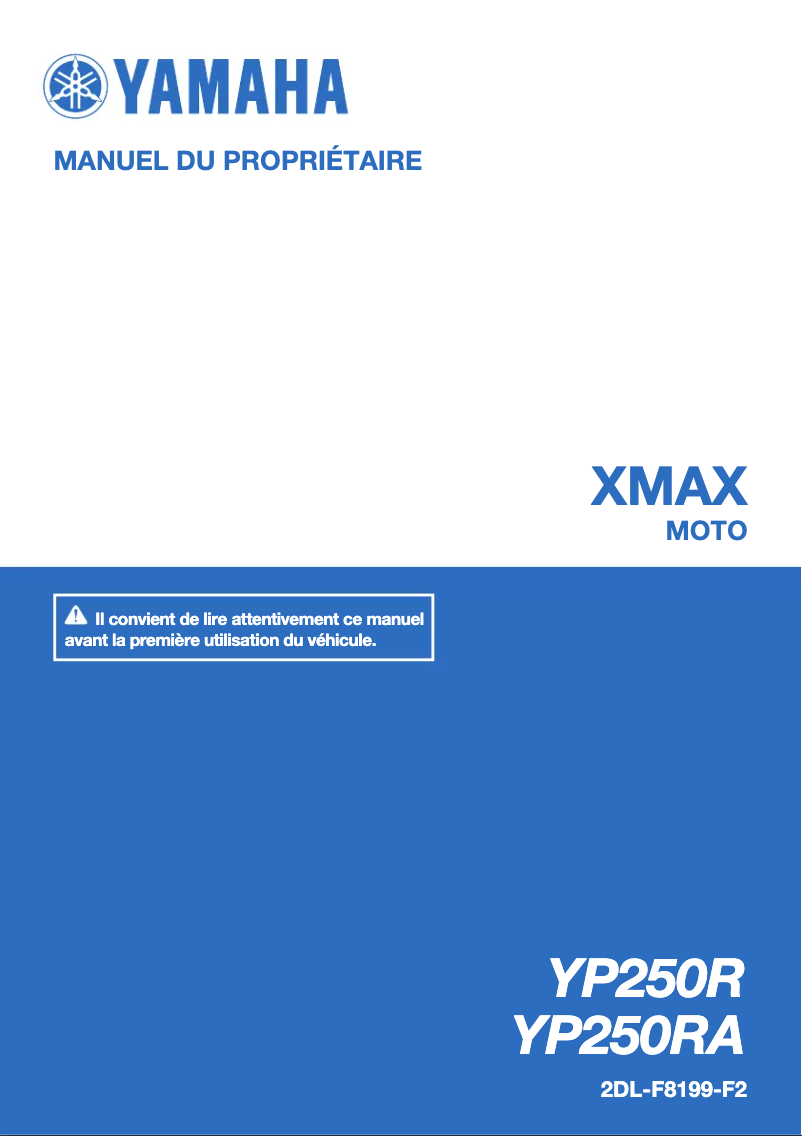 Image de la première page du manuel de l'appareil XMAX 250 (2016)