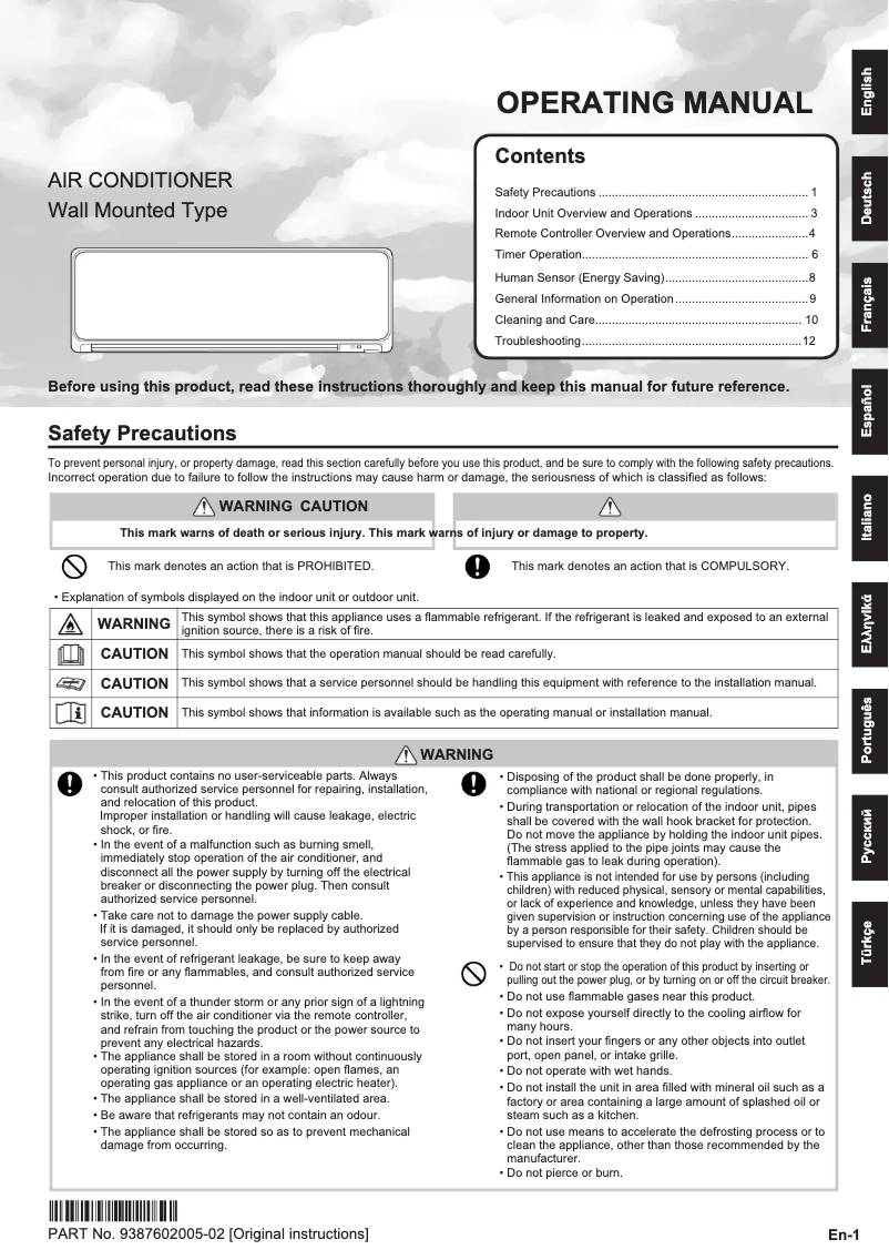 Page 1 de la notice Manuel utilisateur Fujitsu AOYG07KGCA