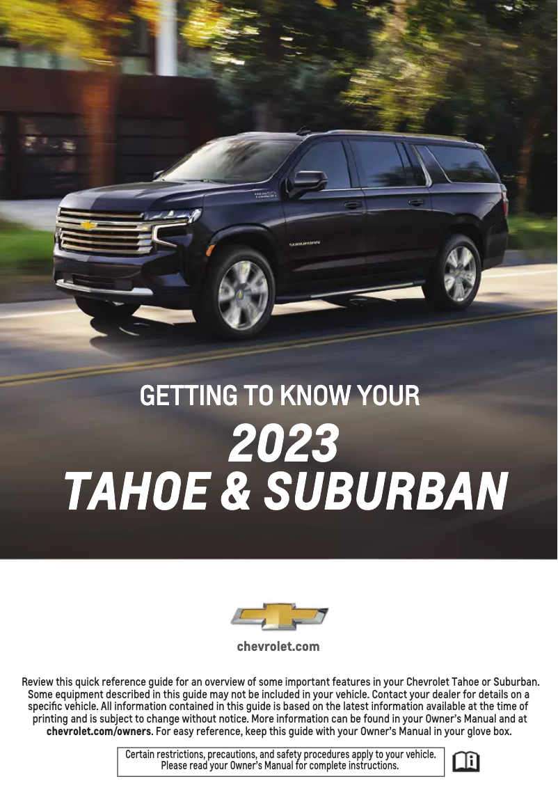 Page 1 de la notice Guide de démarrage rapide Chevrolet Tahoe (2023)