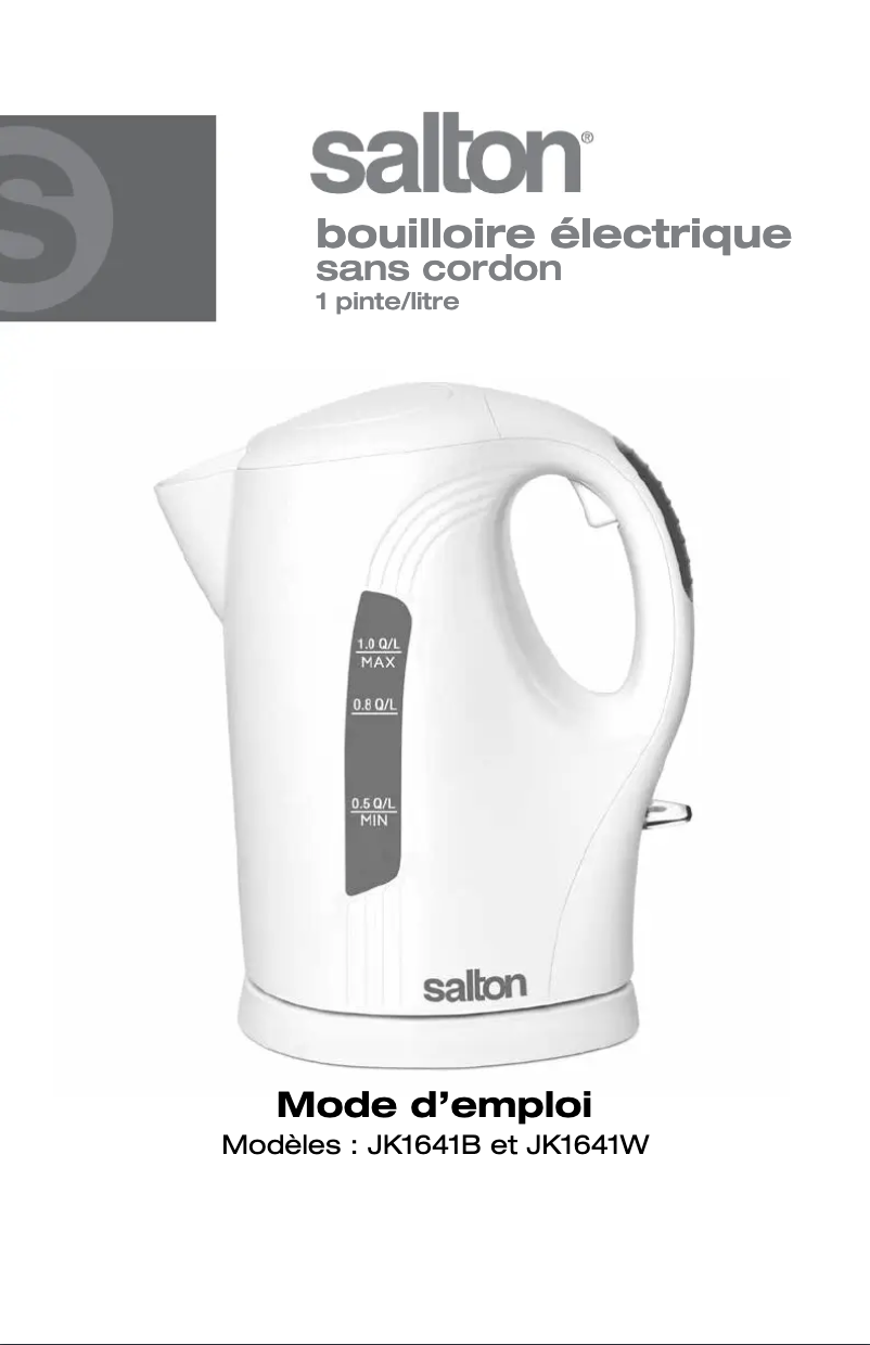 Page 1 de la notice Manuel utilisateur Salton JK1641