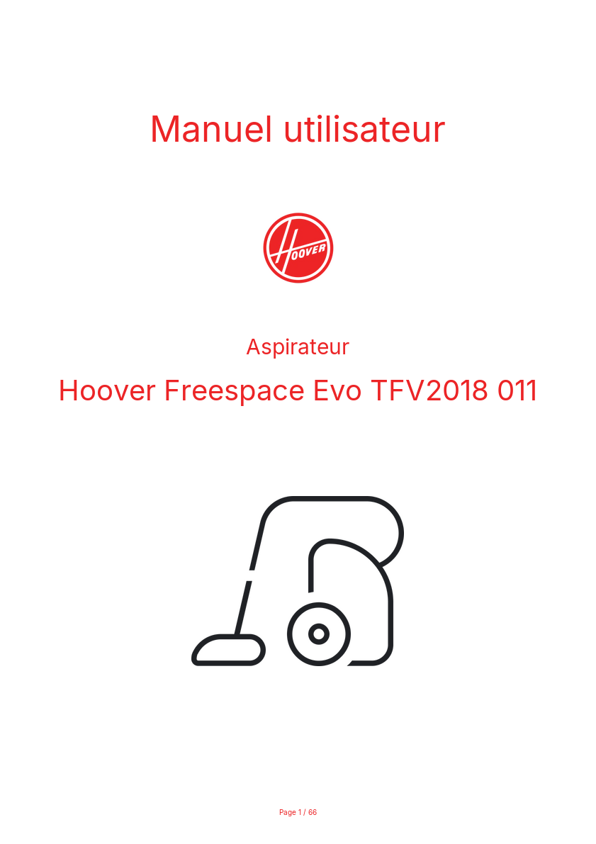 Page n°1 - Manuel utilisateur Hoover Freespace Evo TFV2018 011