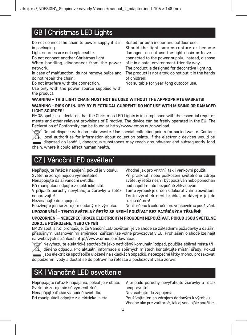 Page 1 de la notice Manuel utilisateur Emos D4AL06