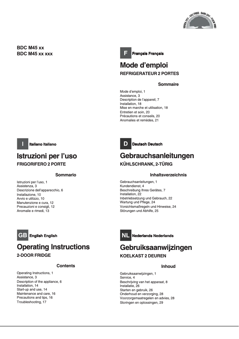 Page n°1 - Manuel utilisateur Hotpoint Ariston BDC M 45 AA V IX/HA