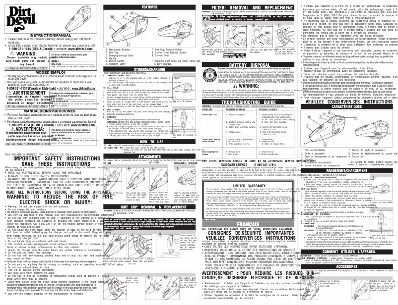 Page n°1 - Manuel utilisateur Dirt Devil Accucharge