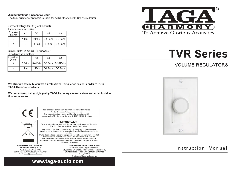 Page 1 de la notice Manuel utilisateur Taga Harmony TVR-10