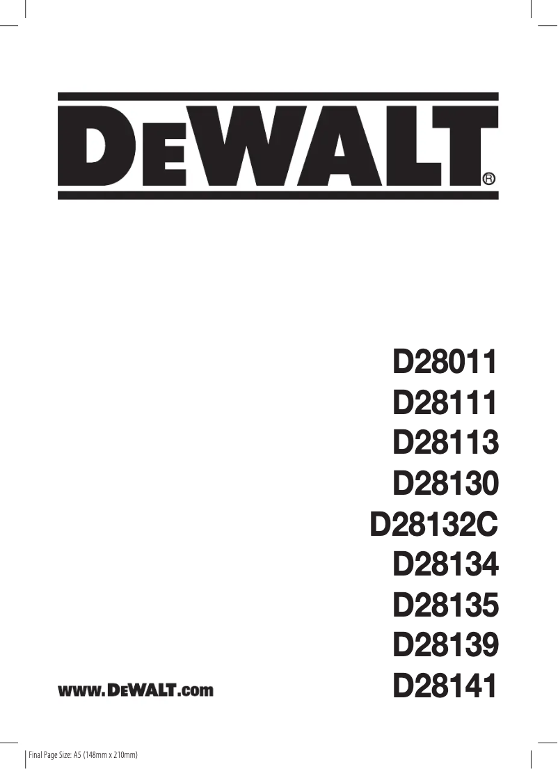 Page 1 de la notice Manuel utilisateur DeWalt D28141