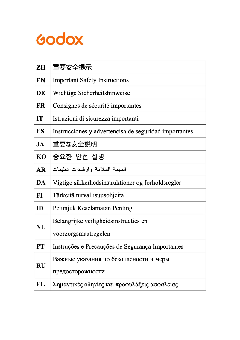 Page n°1 - Manuel utilisateur Godox MG1200Bi