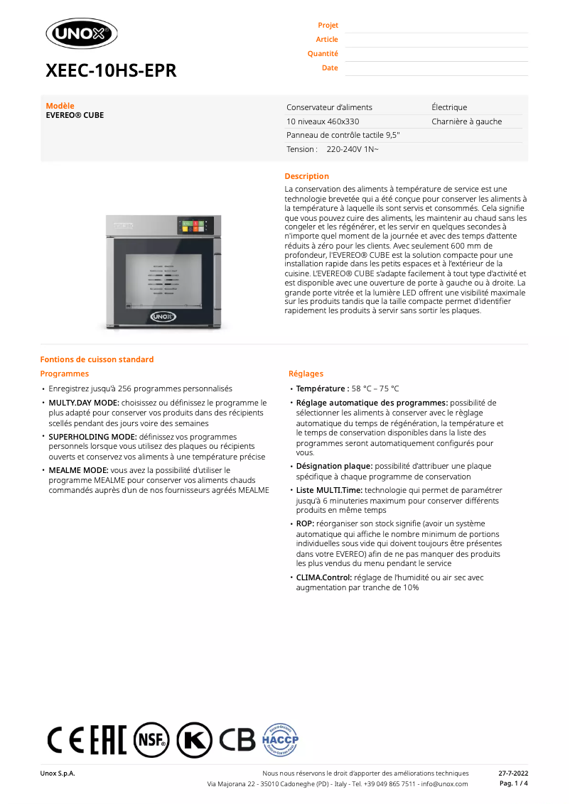 Image de la première page du manuel de l'appareil EVEREO