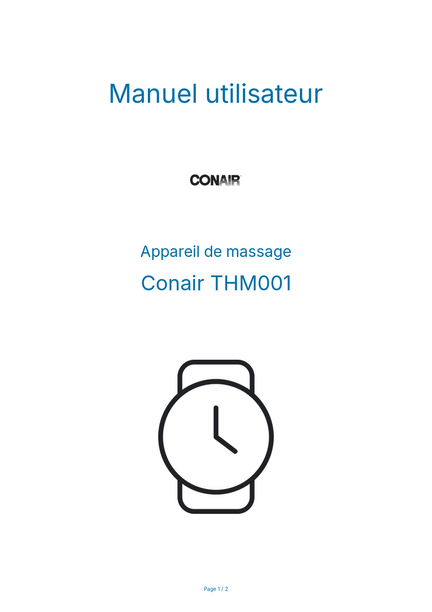 Page n°1 - Manuel utilisateur Conair THM001