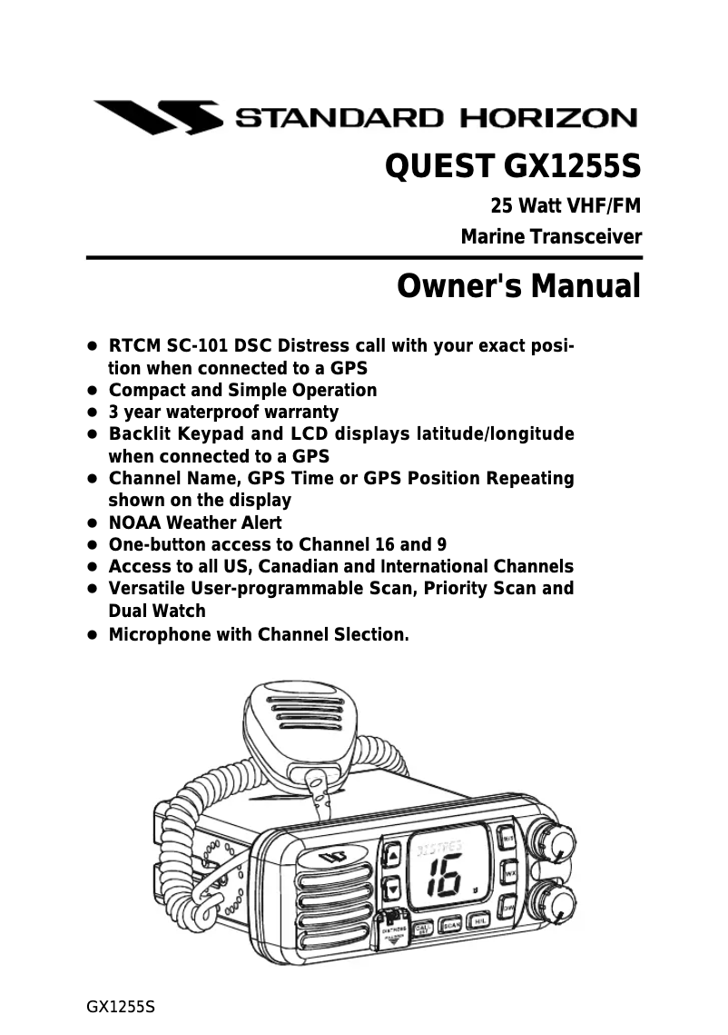 Página 1 del manual Manual de usuario Standard Horizon Quest GX1255S