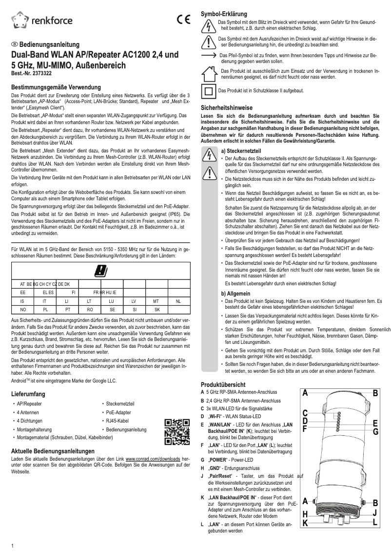Page 1 de la notice Manuel utilisateur Renkforce RF-OWF-700