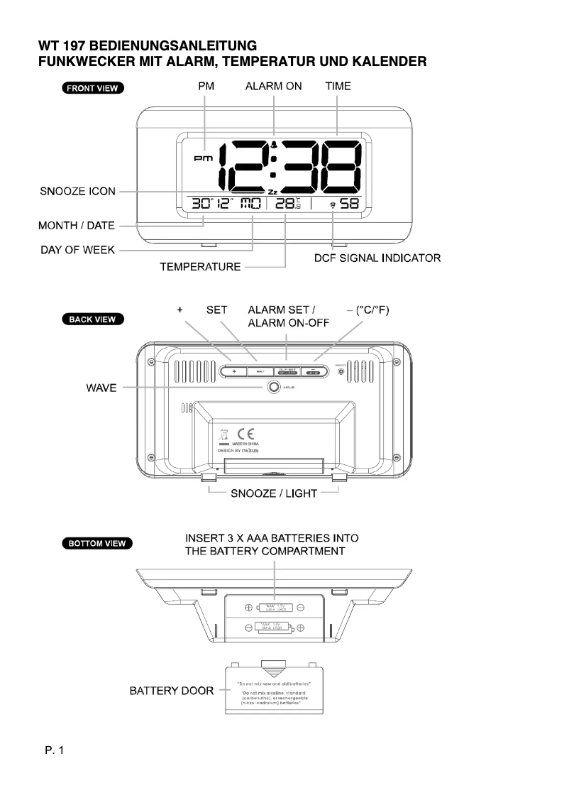 Page n°1 - Manuel utilisateur Techno Line WT 197