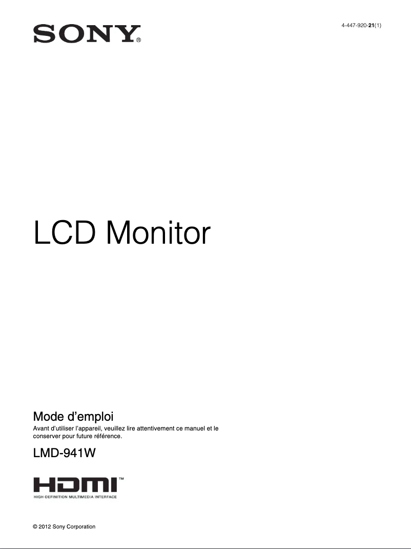 Image de la première page du manuel de l'appareil LMD-941W