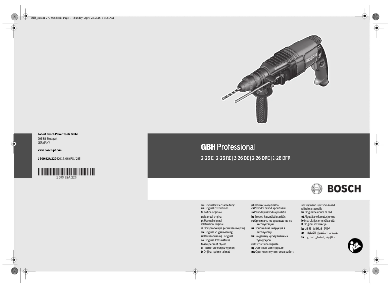 Page n°1 - Manuel utilisateur Bosch GBH 2-26 DFR