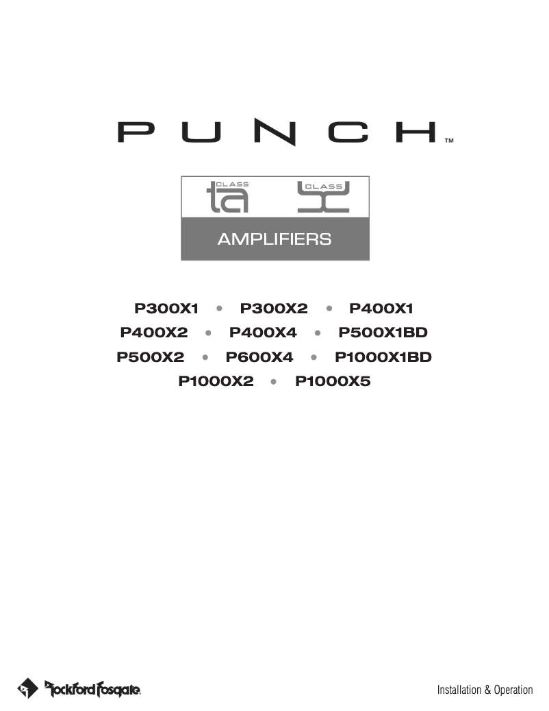 Page n°1 - Manuel utilisateur Rockford Fosgate Punch P400X4