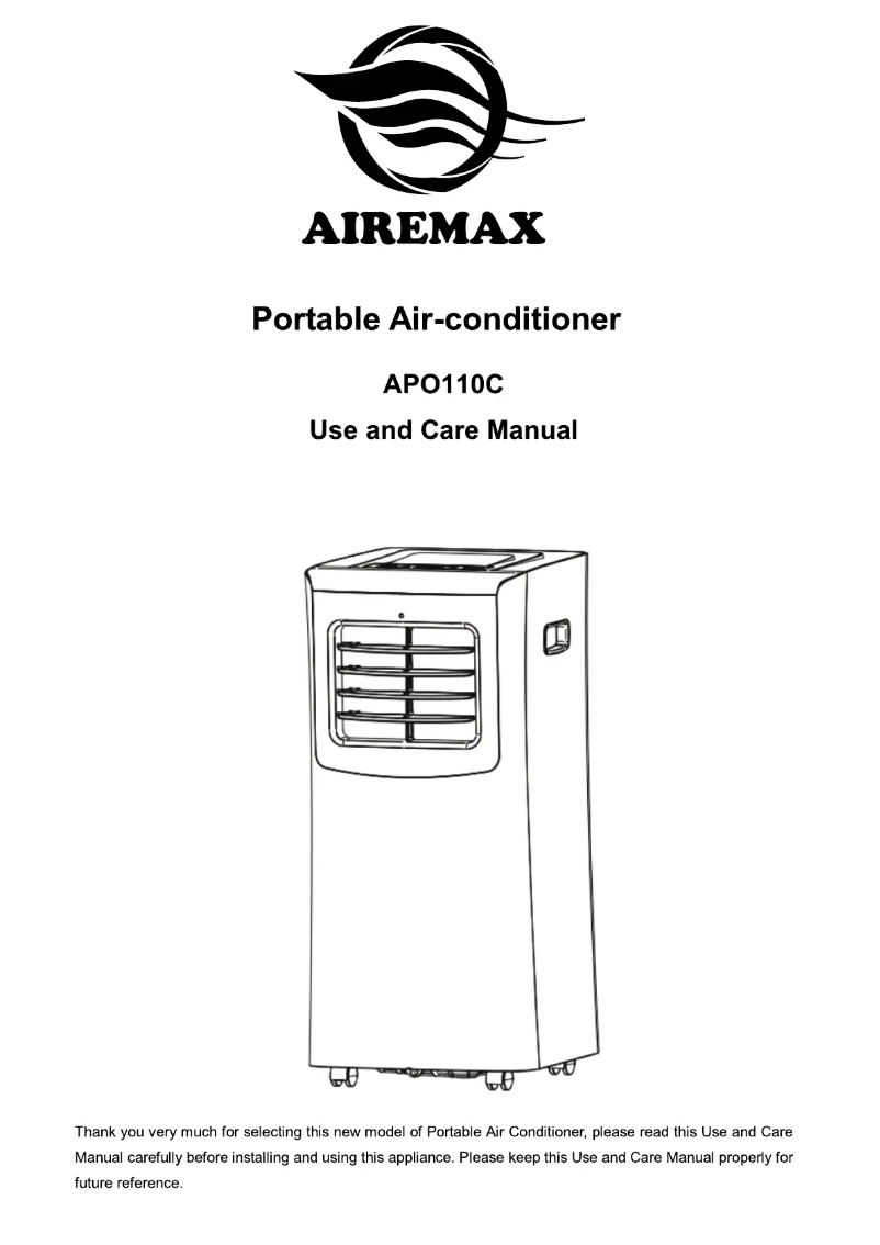 Page n°1 - Manuel utilisateur AireMax APO110C
