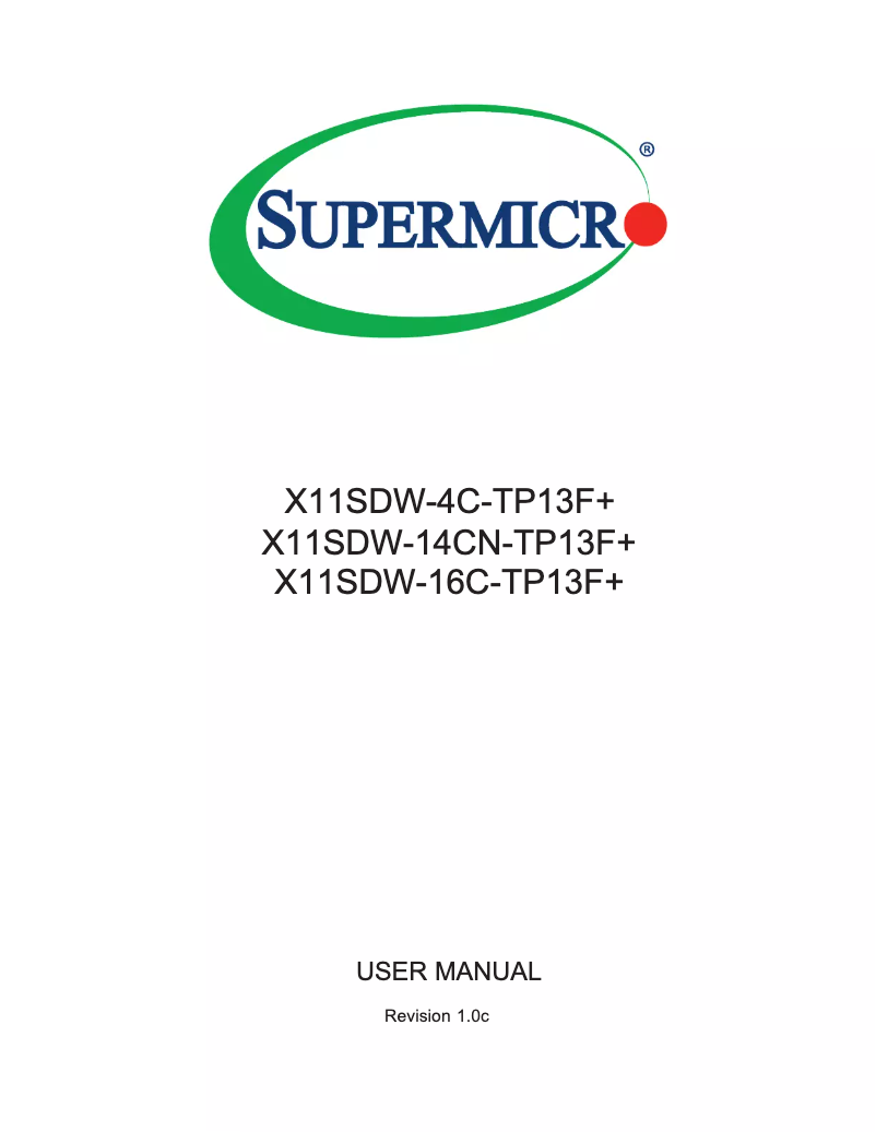 Image de la première page du manuel de l'appareil X11SDW-16C-TP13F+