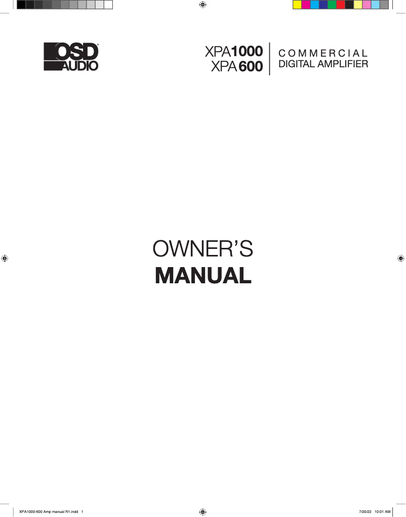 Image de la première page du manuel de l'appareil XPA1000