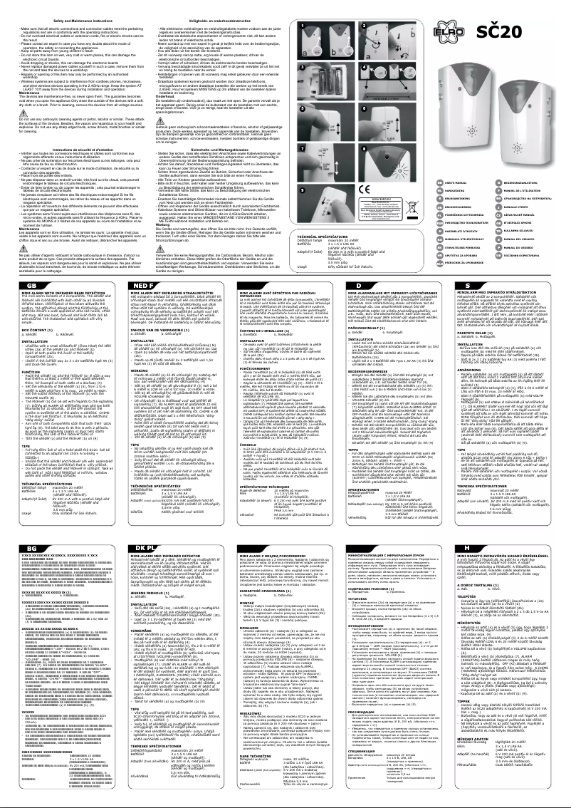 Page n°1 - Manuel utilisateur Elro SC20