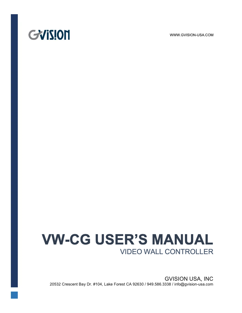 Page 1 de la notice Manuel utilisateur GVision VW-CG-4HU4AE0