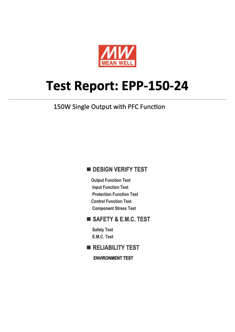 Page 1 de la notice Fiche technique Mean Well EPP-150-24