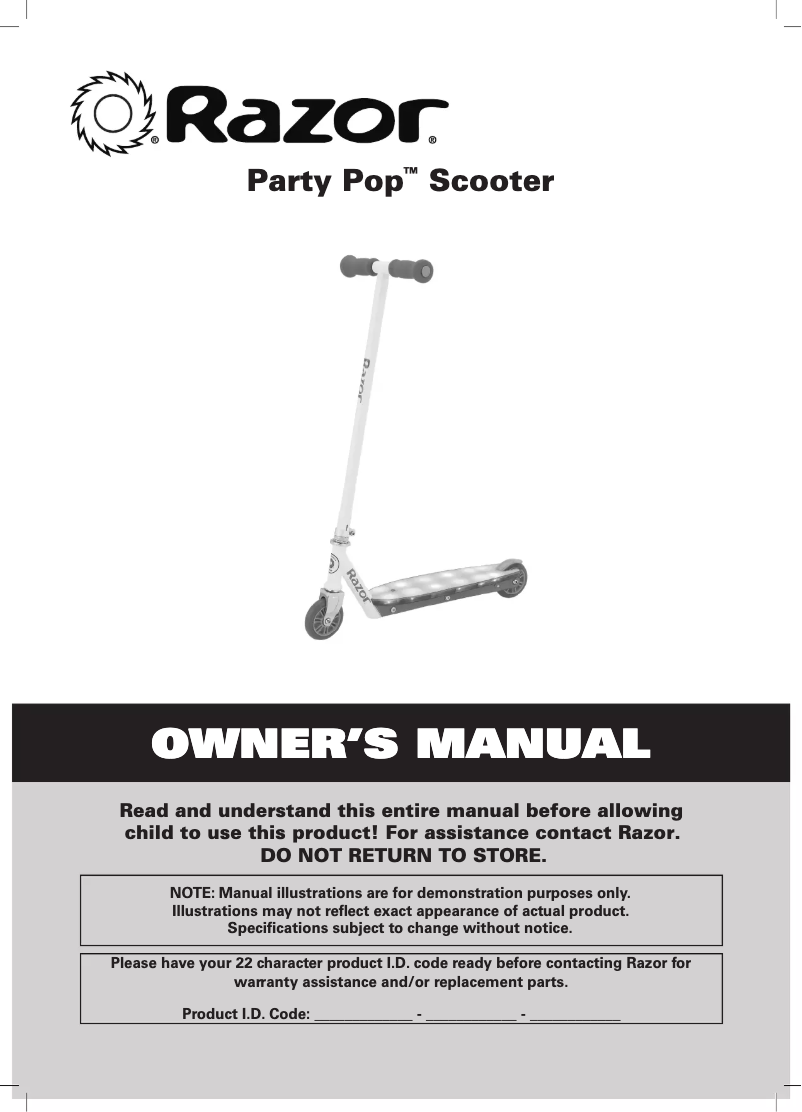 Page 1 de la notice Manuel utilisateur Razor Party Pop