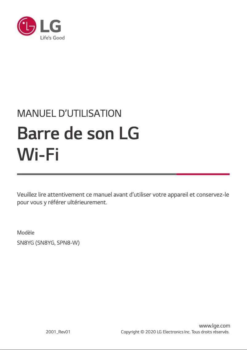 Page 1 de la notice Manuel utilisateur LG SN8YG