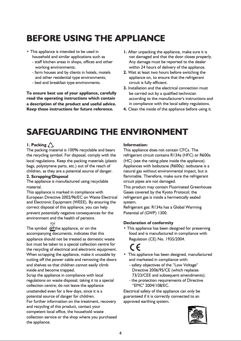 Page 1 de la notice Manuel utilisateur Whirlpool WBE 3111 A+W