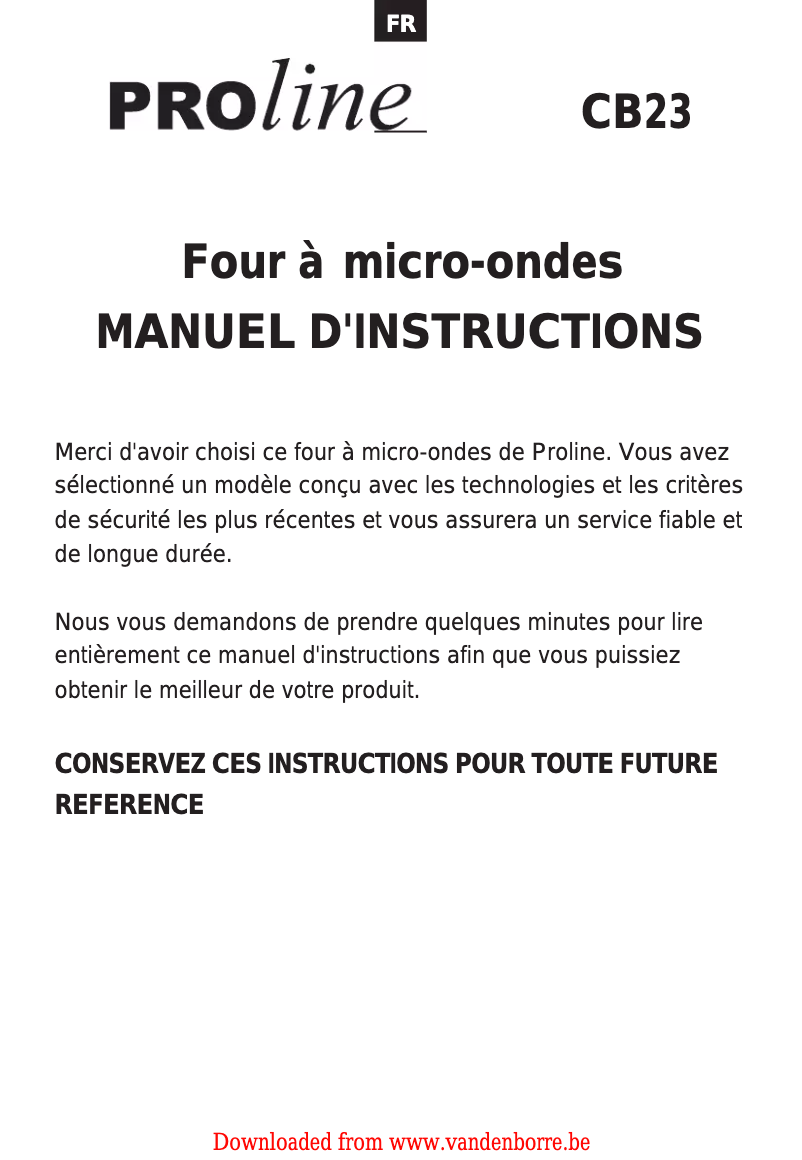 Página 1 del manual Manual de usuario Proline CB23