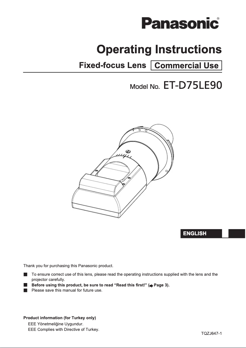 Imagen de la primera página del manual del dispositivo ET-D75LE90