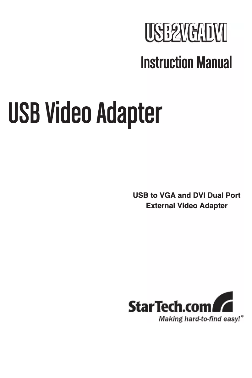 Page n°1 - Manuel utilisateur StarTech.com USB2VGADVI