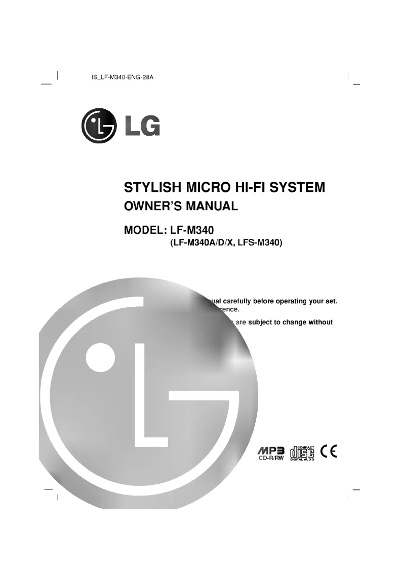 Page n°1 - Manuel utilisateur LG LF-M340