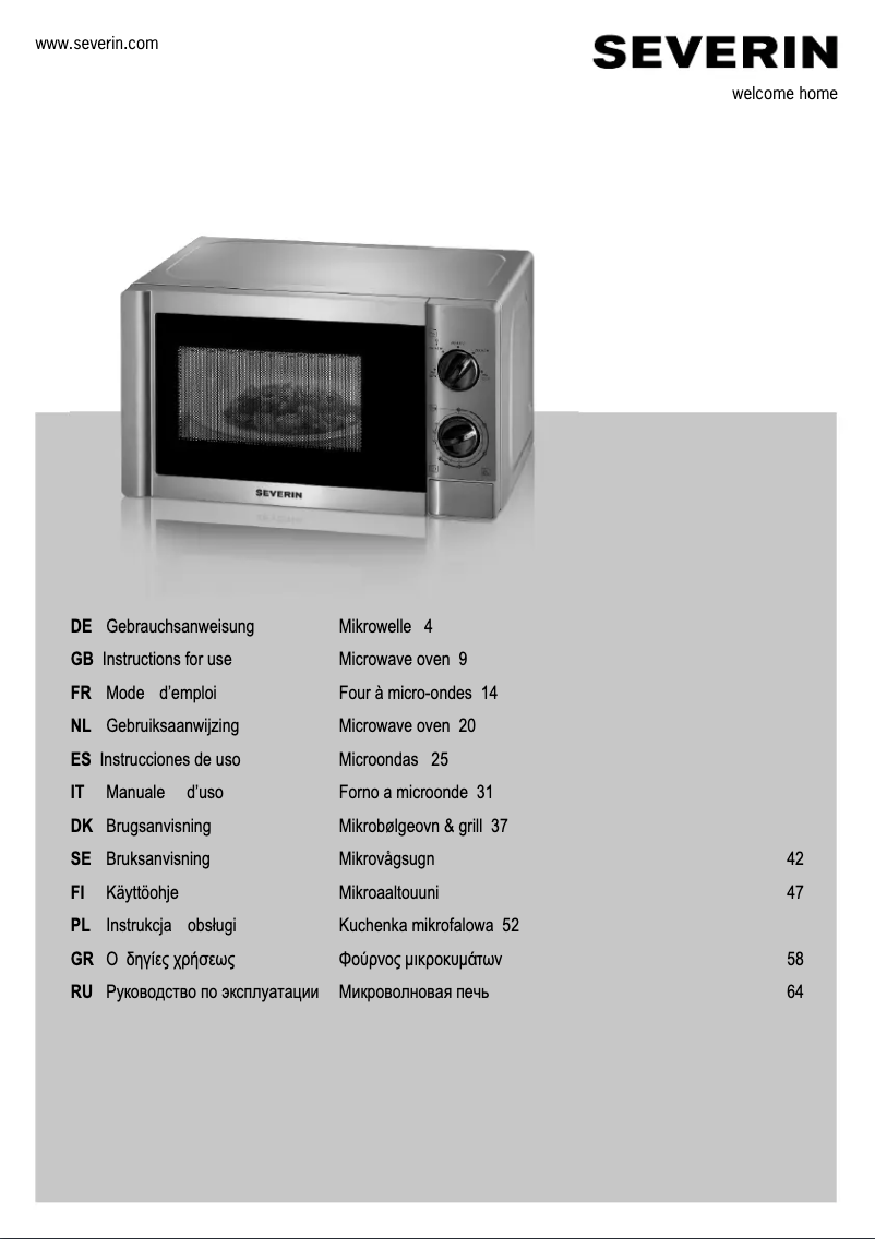 Page 1 de la notice Manuel utilisateur Severin ME 7869