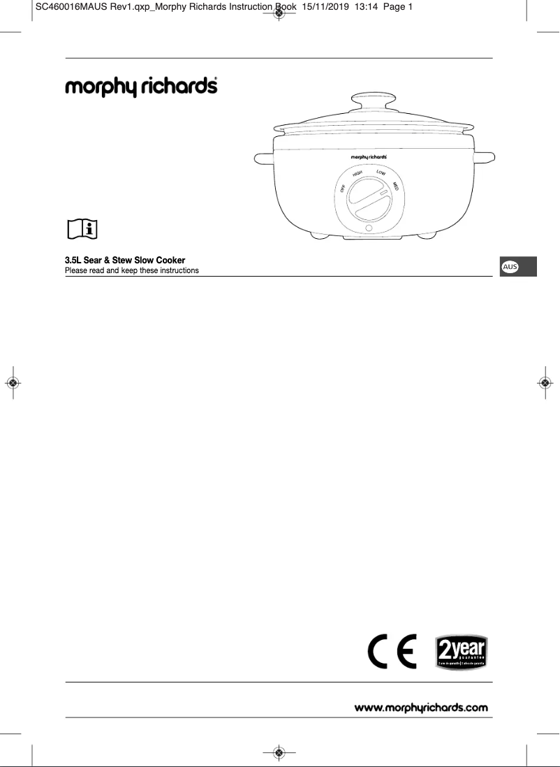 Page 1 de la notice Manuel utilisateur Morphy Richards 460016