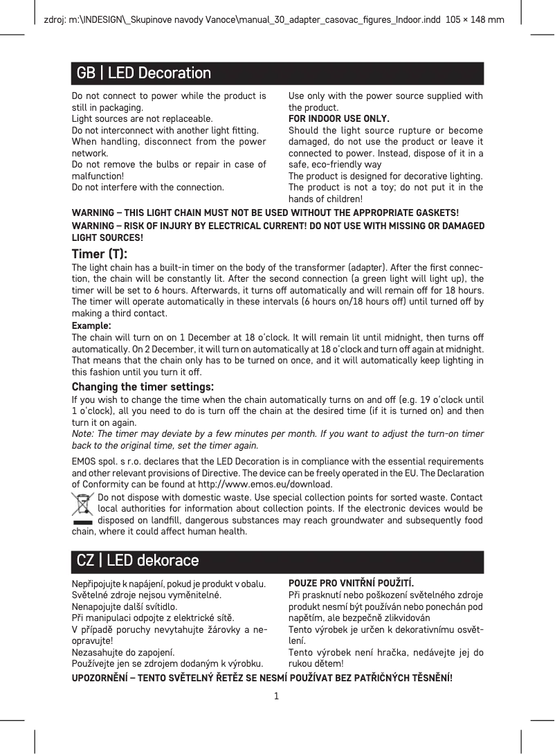 Page n°1 - Manuel utilisateur Emos DCFC01