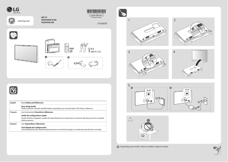 Page 1 de la notice Manuel utilisateur LG 27LQ625S